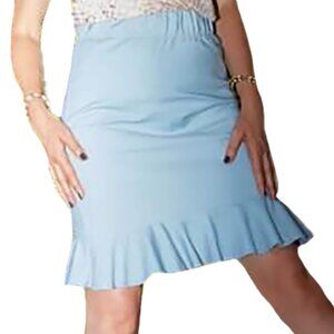 NWT Margaret O’Leary Trumpet Light Blue Mini Ruffle Skirt size S